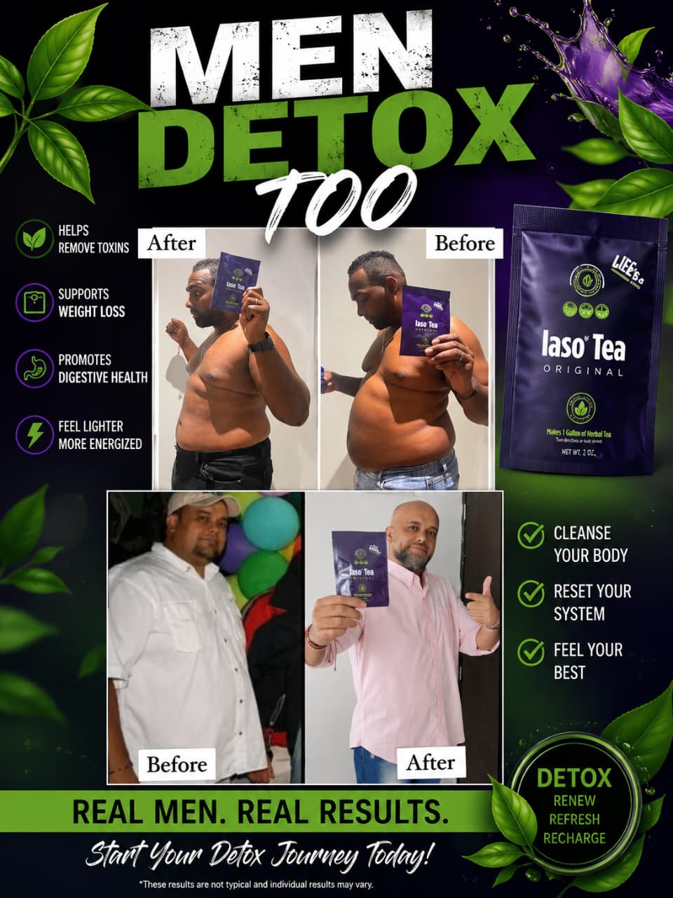 Men detox too — real Iaso Tea transformation results